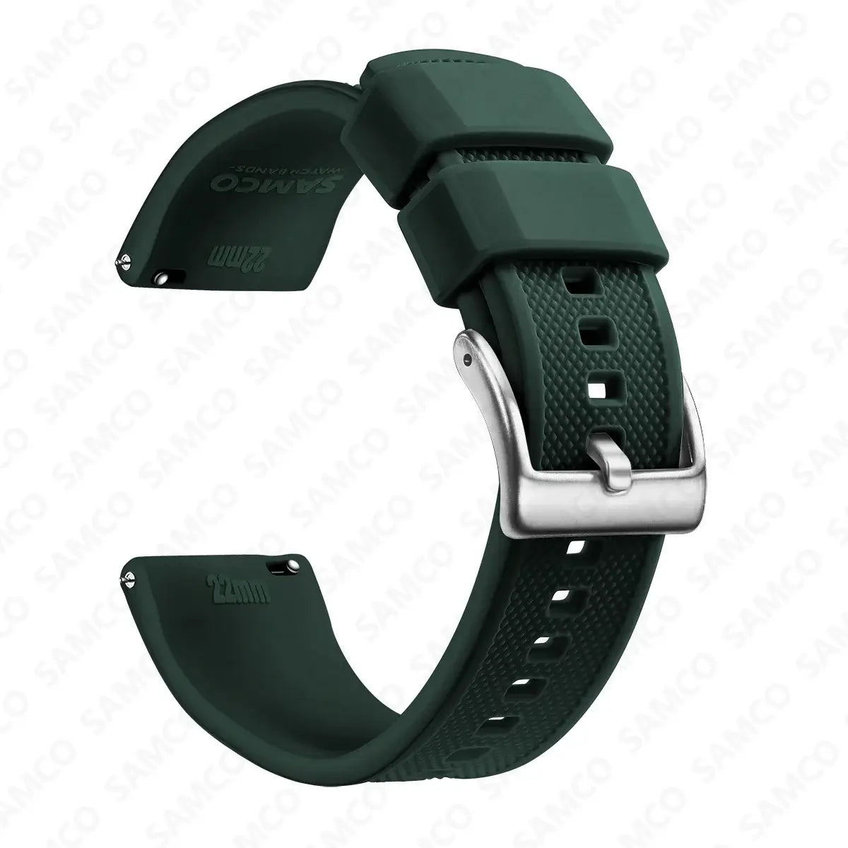 Amazfit Textured Silicone Band with Buckle Choices — Deep Forest Green / Silver Buckle