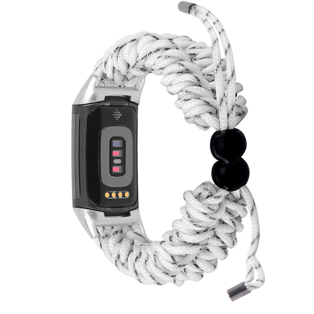 White / Gray Fitbit Charge 6, 5, 4, 3 and 2 Braided Rope Band, Adjustable