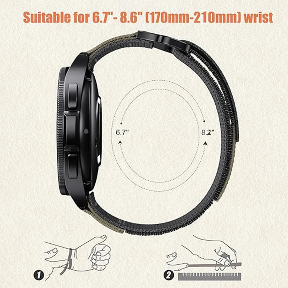 COROS Nylon Sport Loop Watch Band with Text Patch - Adjustable wrist fit illustration