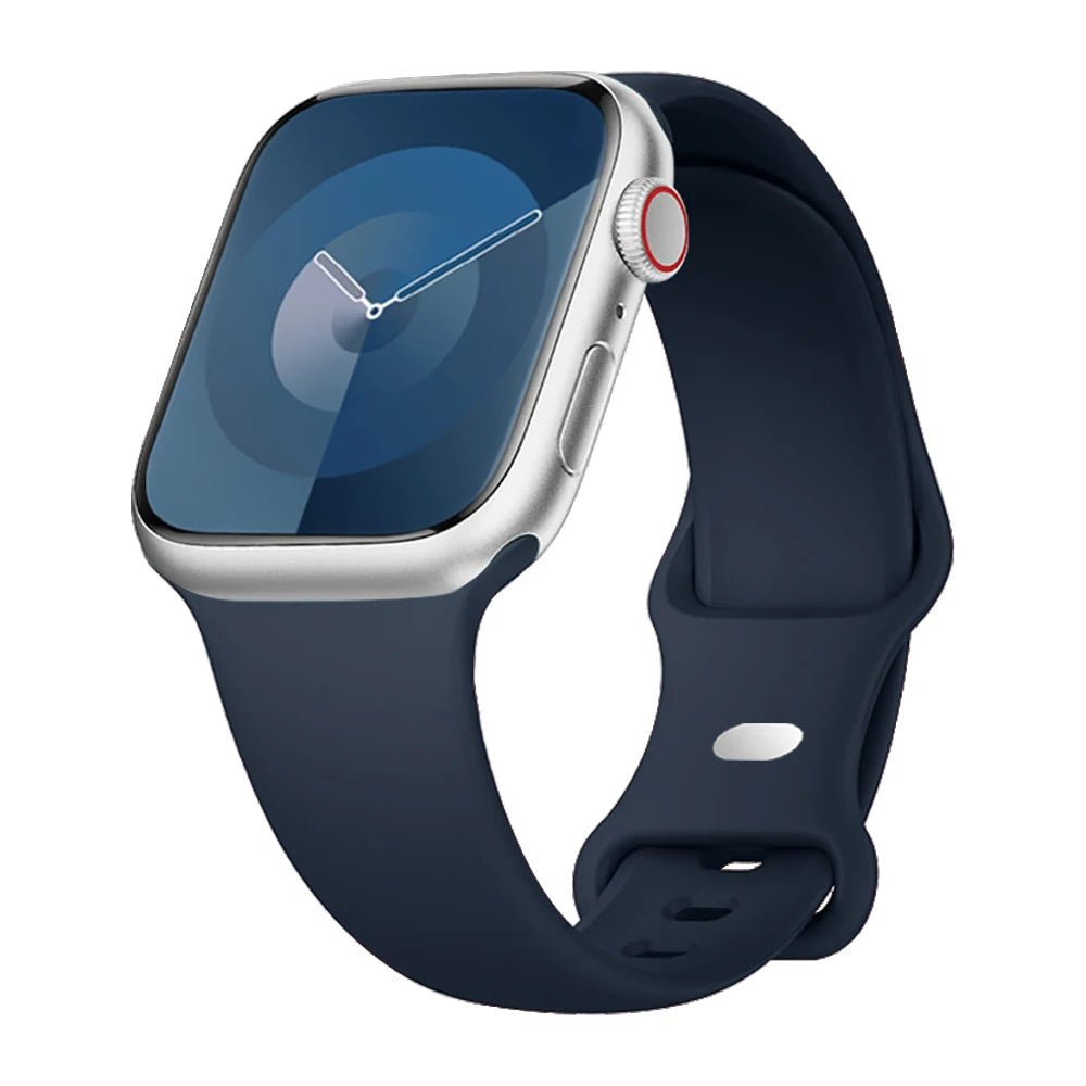 Smooth Silicone Apple Watch Sport Band with Pin Closure in Midnight Blue