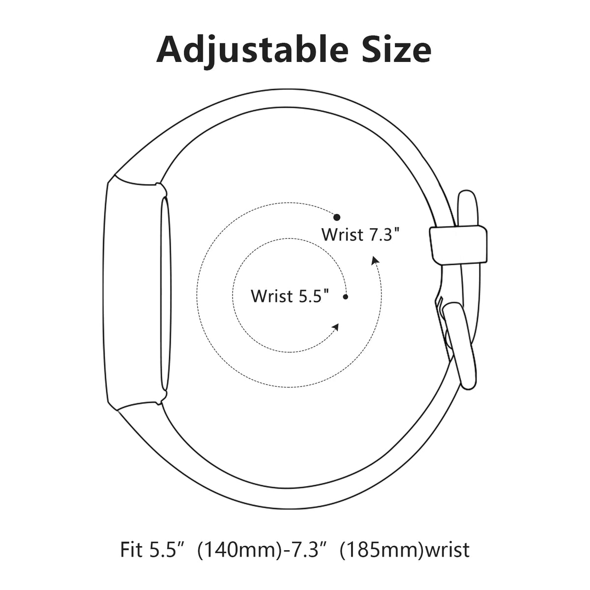 Fitbit Luxe Floral-Engraved TPU Band - Wrist sizing diagram