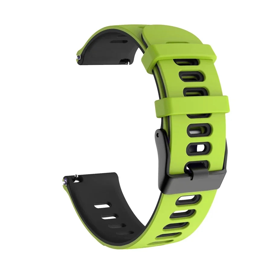 Polar Two-Tone Silicone Watch Band with Rectangular Holes — Lime Green / Black