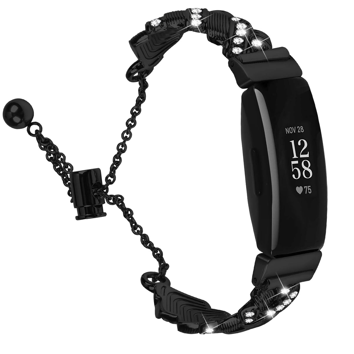 Black Fitbit Inspire 2, Inspire HR and Ace 3 Sparkling Chain Bracelet Band