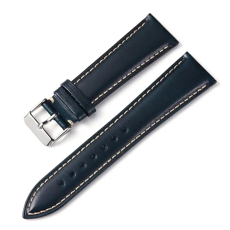 Amazfit Oil-Waxed Leather Band with Contrast Stitching - Navy Blue