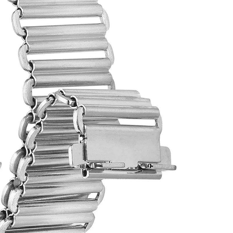 Garmin Vintage Ladder Link Steel Bracelet — fold-over clasp close-up