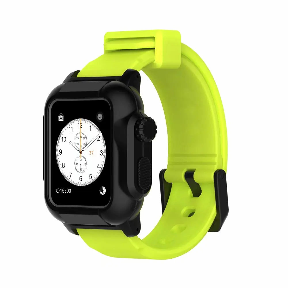 Silicone Apple Watch Band & Case - Solid, Camo & Luminous in Neon Yellow / Black