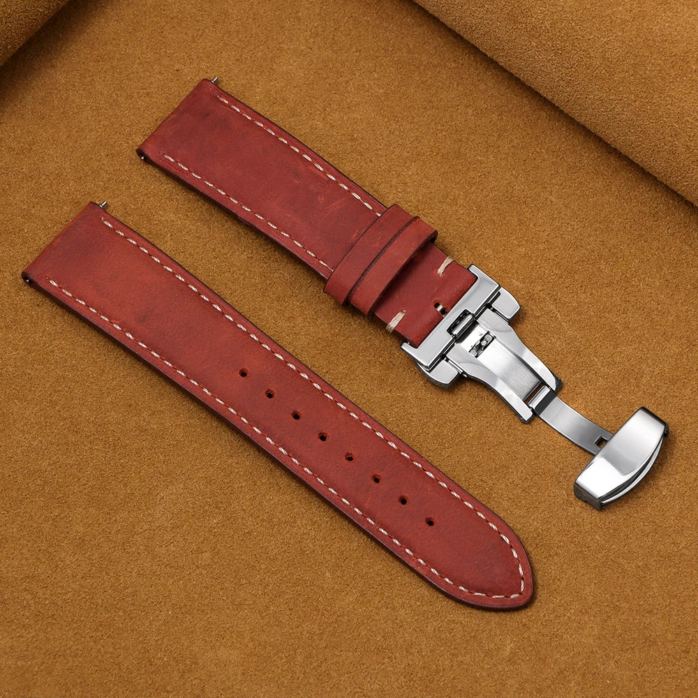 Garmin Calfskin Butterfly Clasp Band in Red