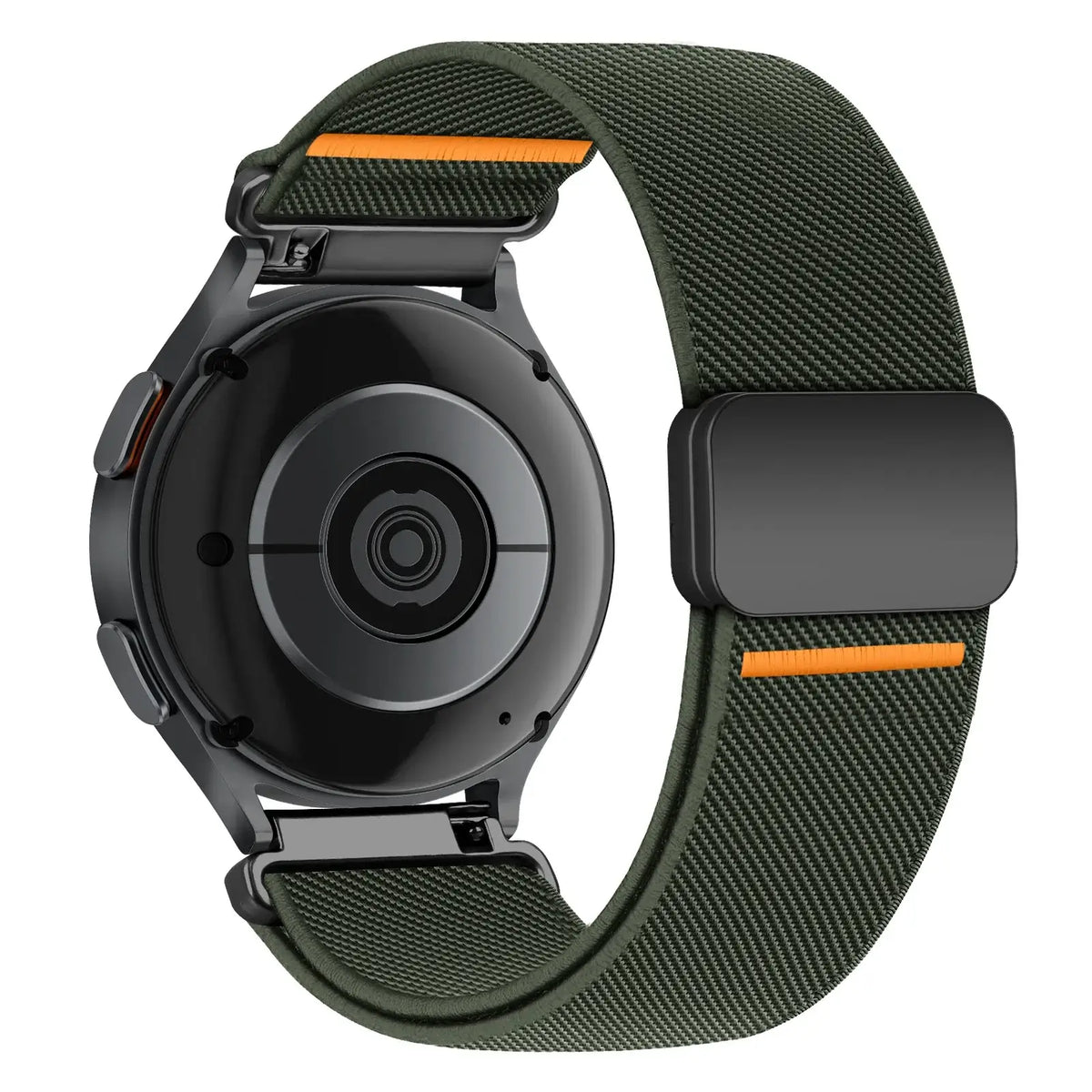 Amazfit Nylon Band with Magnetic Clasp and Orange Accents — Olive Green
