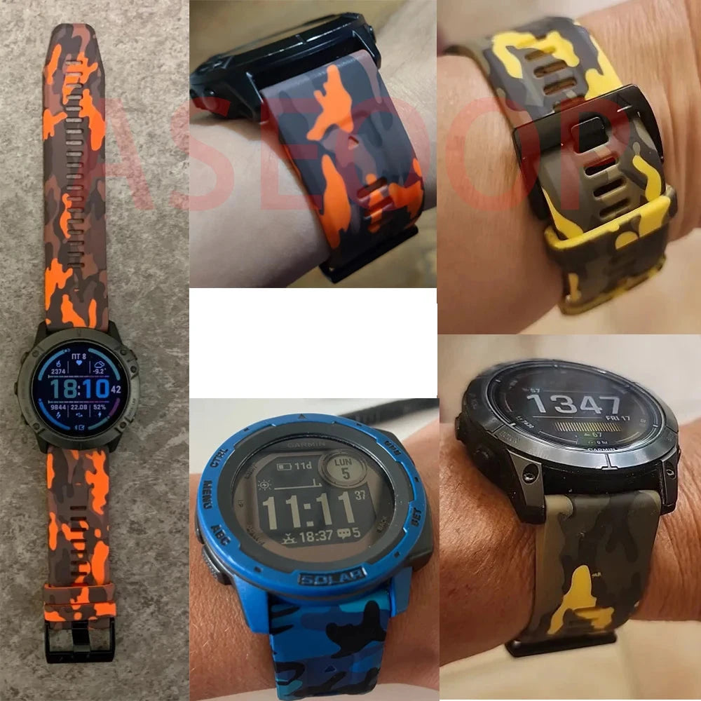 Garmin QuickFit 22/26mm Silicone Band, Camo and Solid Colors — design detail