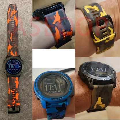 Garmin QuickFit 22/26mm Silicone Band, Camo and Solid Colors — design detail