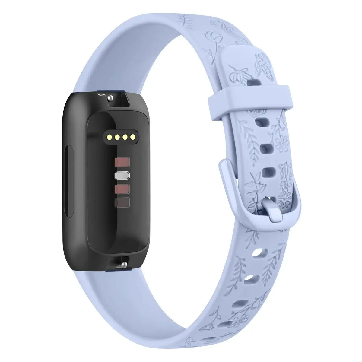 Fitbit Inspire 3 Floral-Engraved Silicone Band - Periwinkle