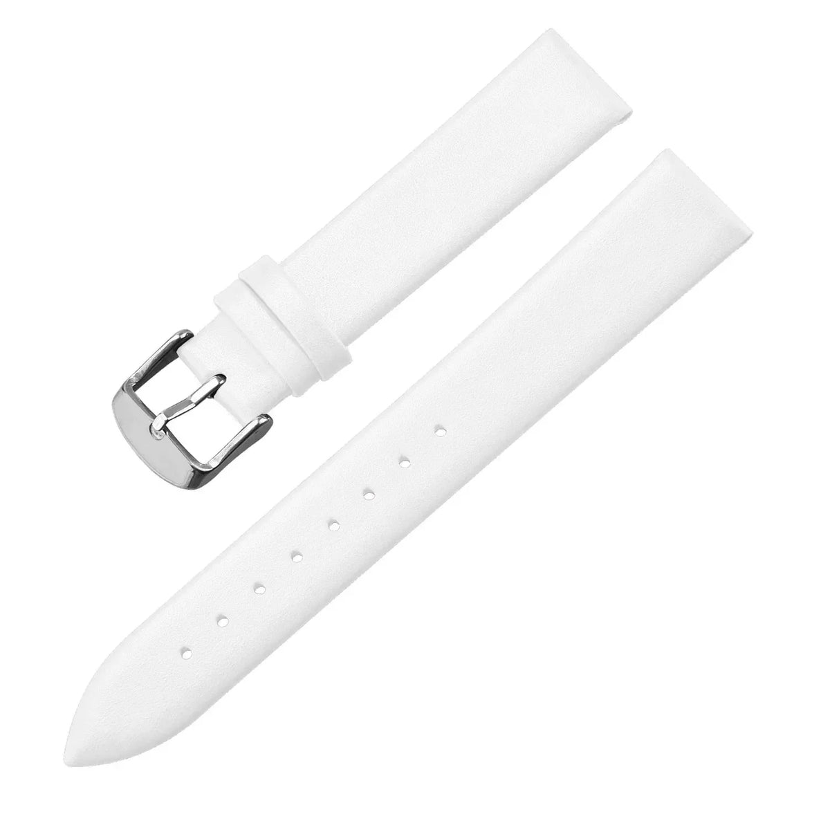 OnePlus Smartwatch Leather Band, Calf Leather Strap with Pin Buckle in white color with a silver pin buckle.
