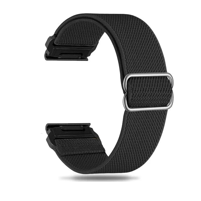 Black Garmin QuickFit 20/22/26mm Elastic Bohemian Woven Nylon Band