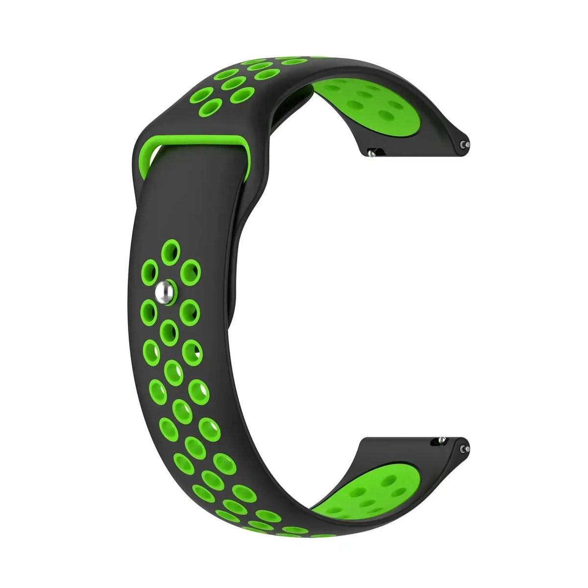 Amazfit Perforated Silicone Pin-and-Tuck Band — Black / Lime Green