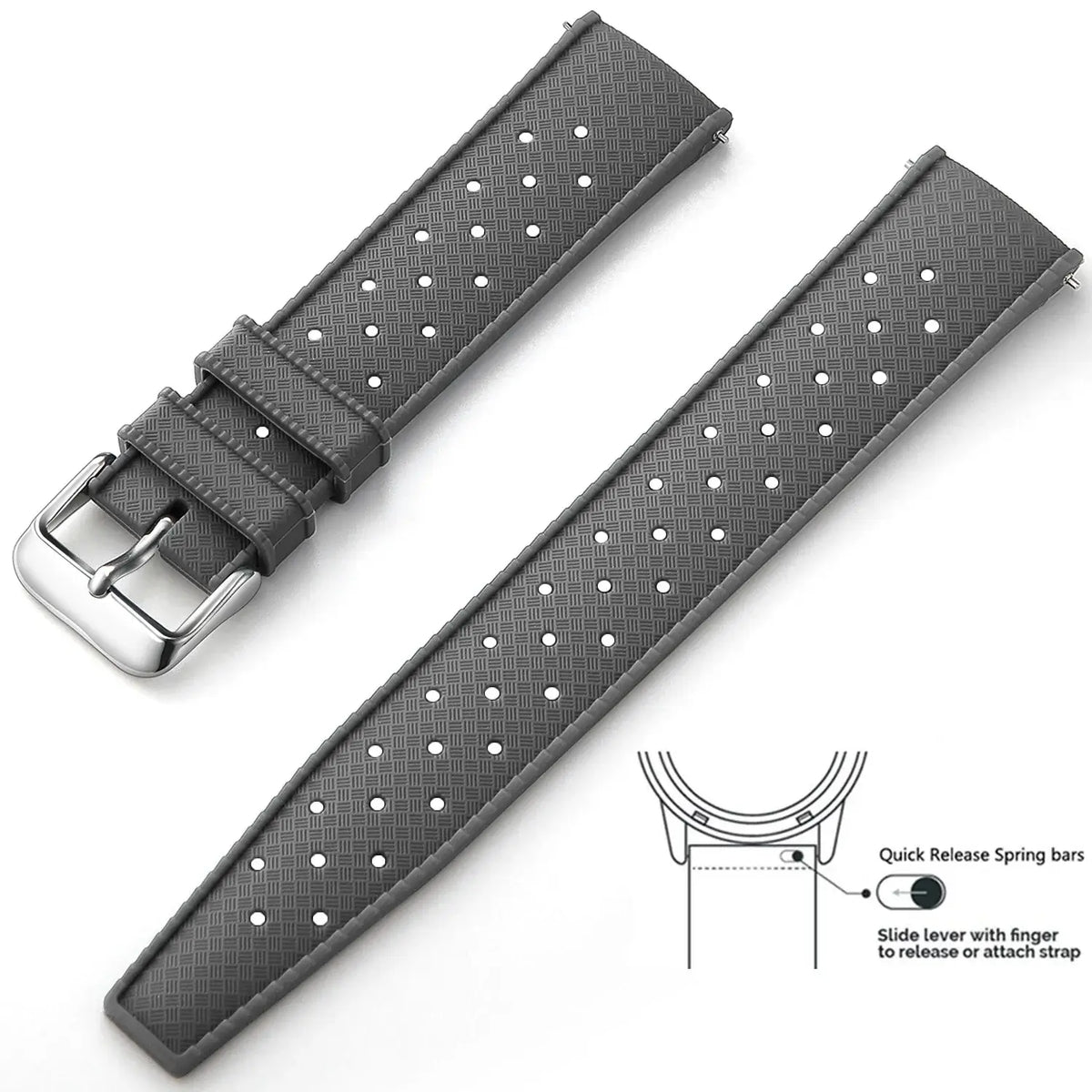 Tropic Silicone Band for Amazfit – Gray / Silver Buckle