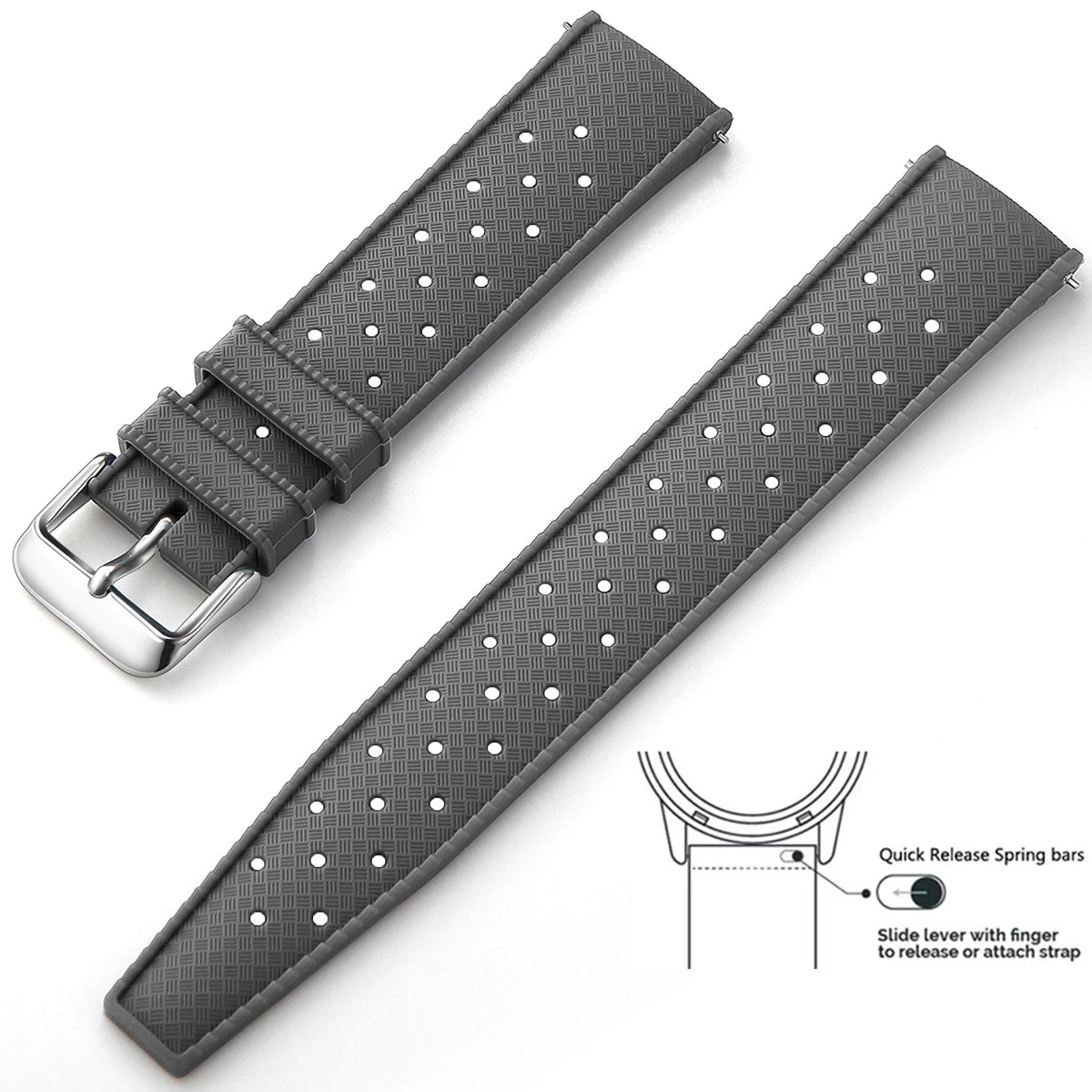 Tropic Silicone Band for Polar – Gray / Silver Buckle