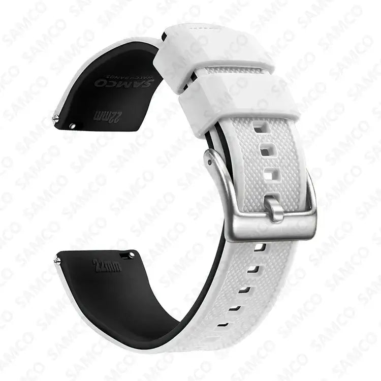 Amazfit Textured Silicone Band with Buckle Choices — White / Black / Silver Buckle