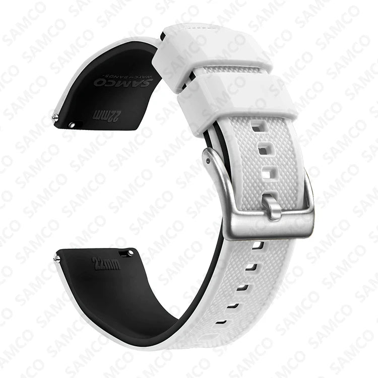 Polar Textured Silicone Band with Buckle Choices – White / Black / Silver Buckle