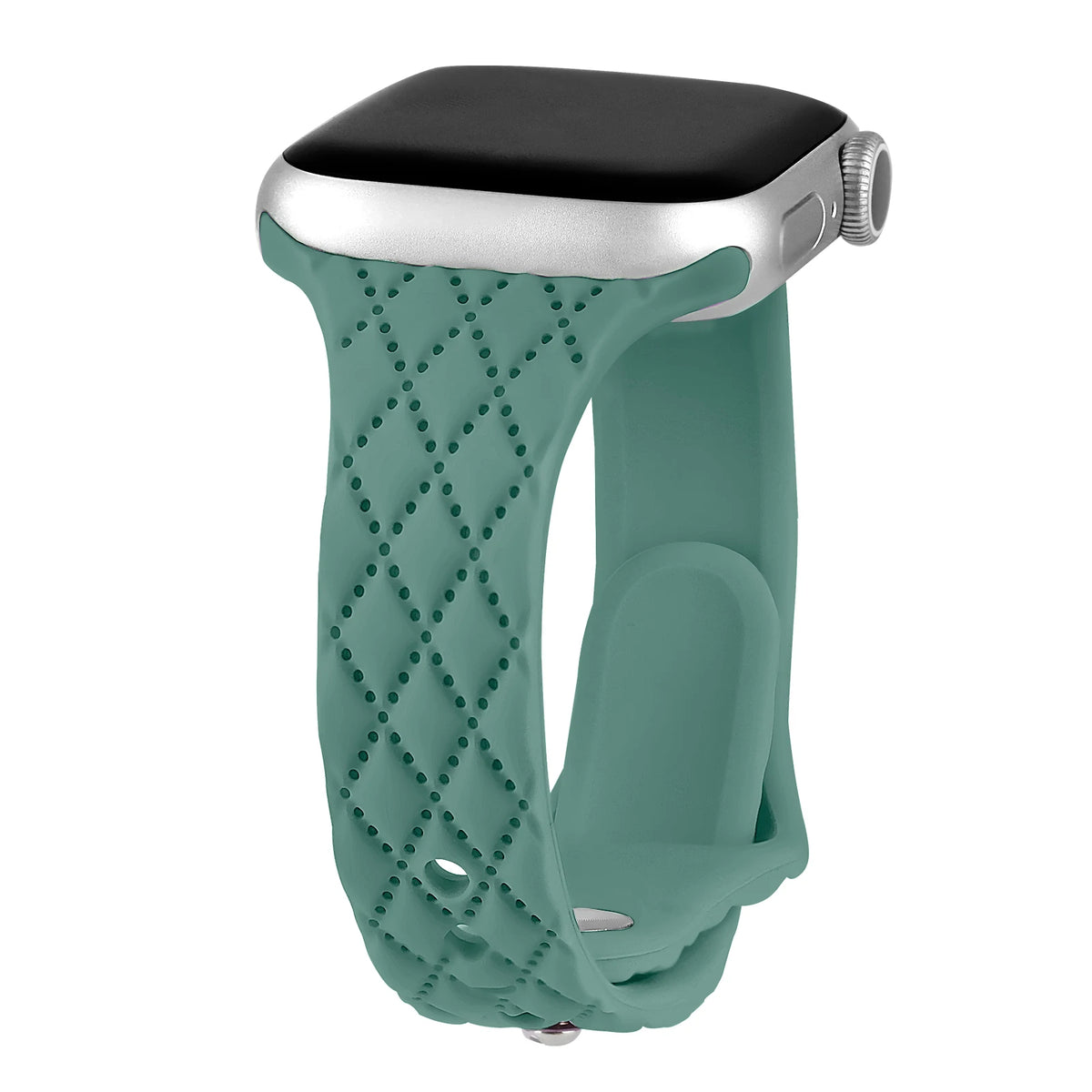 Diamond-Pattern Slim Silicone Apple Watch Band in Sage Green
