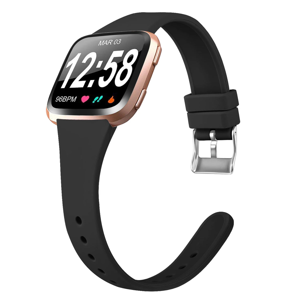Fitbit Versa 2 Slim Silicone Buckle Band - Black