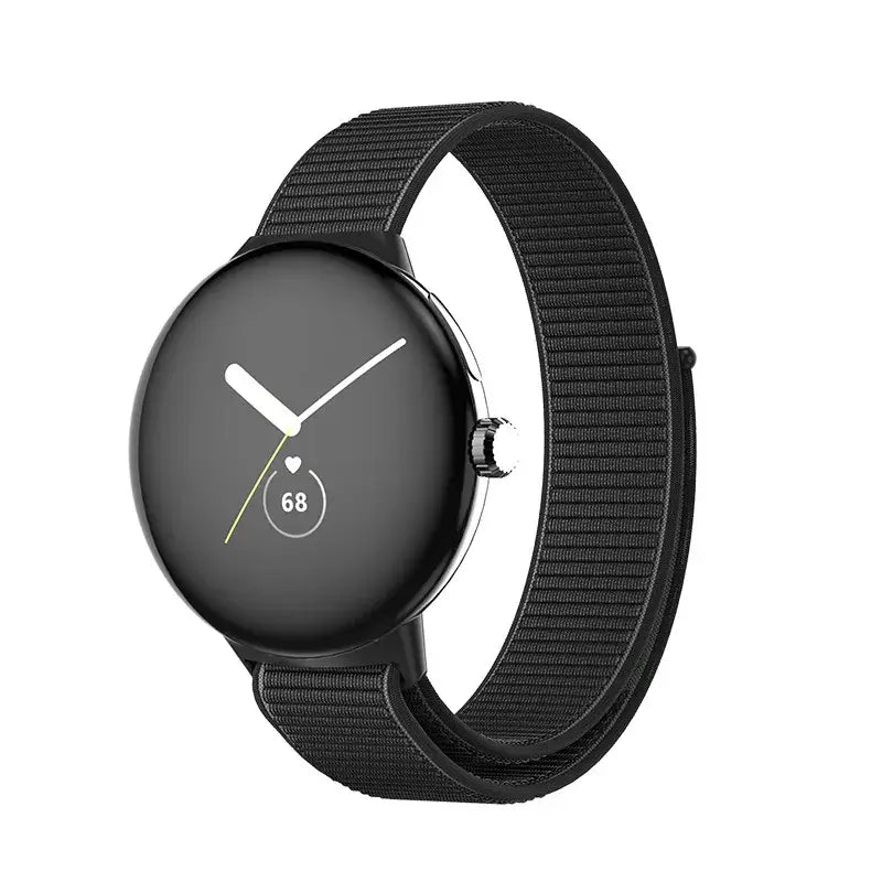 Fabric Google Pixel Watch Loop - Hook-and-Loop Strap in Black
