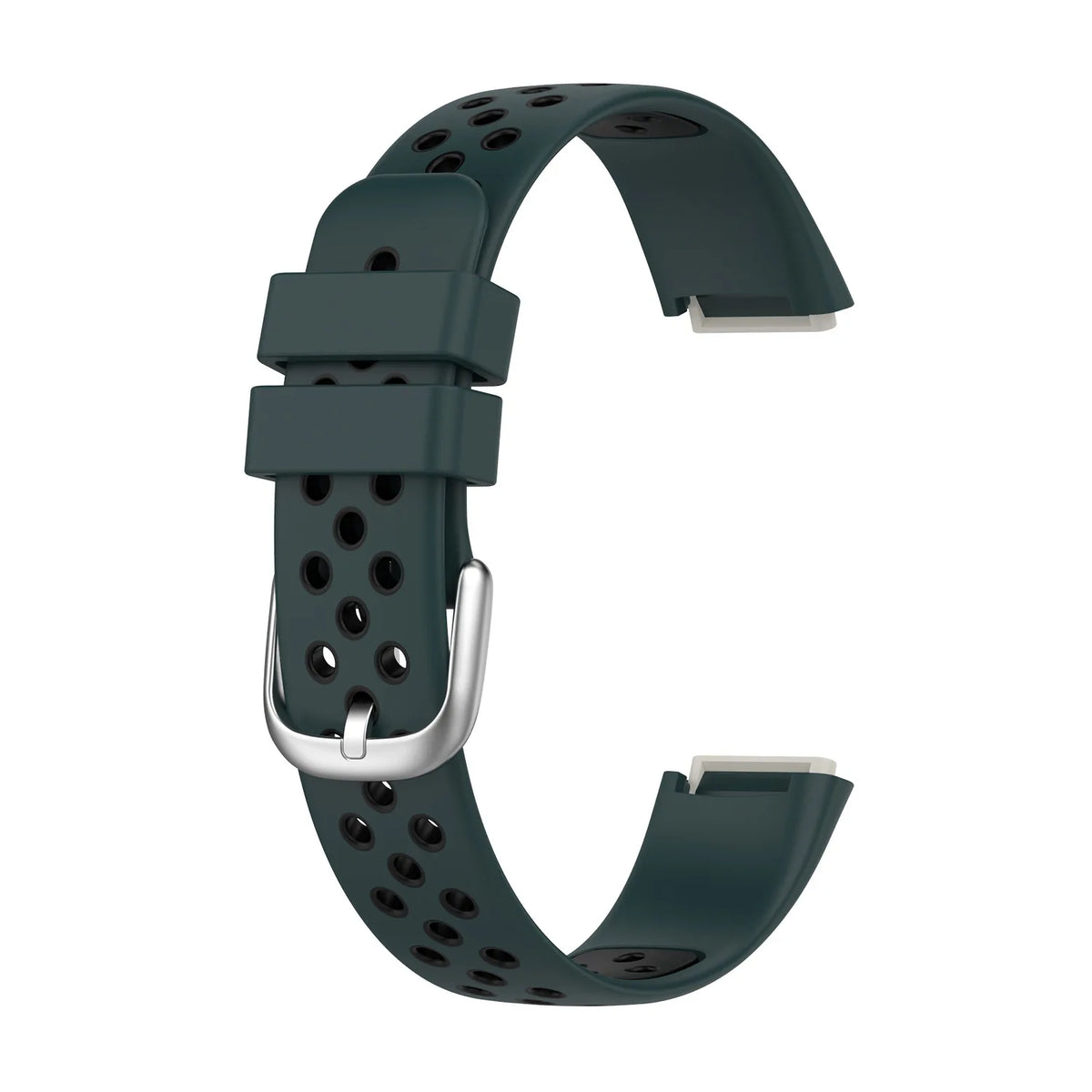 Fitbit Luxe Bands - Solid Silicone, Perforated & Metal - Perforated Silicone - Dark Green / Black