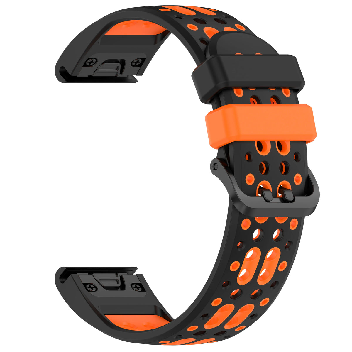 Black / Orange Garmin QuickFit 22/26mm Flexible Two-Tone Vented Silicone Band