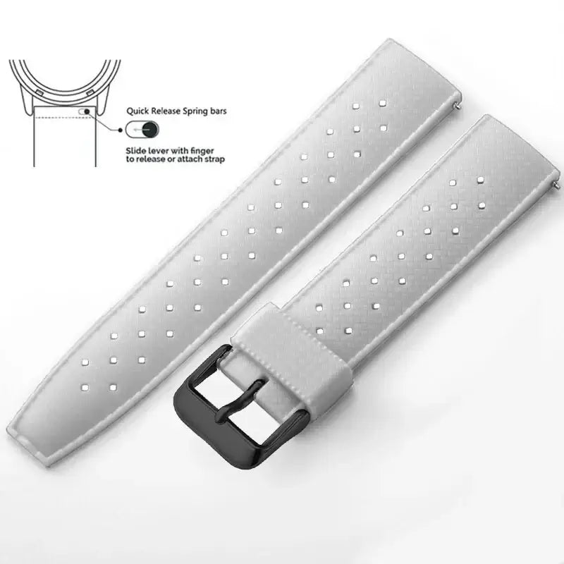 Tropic Silicone Band for Amazfit – White / Black Buckle (Option 4)