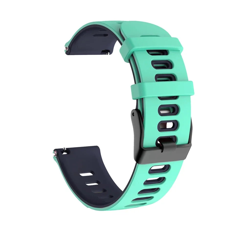 COROS Two-Tone Silicone Watch Band with Rectangular Holes - Teal / Navy