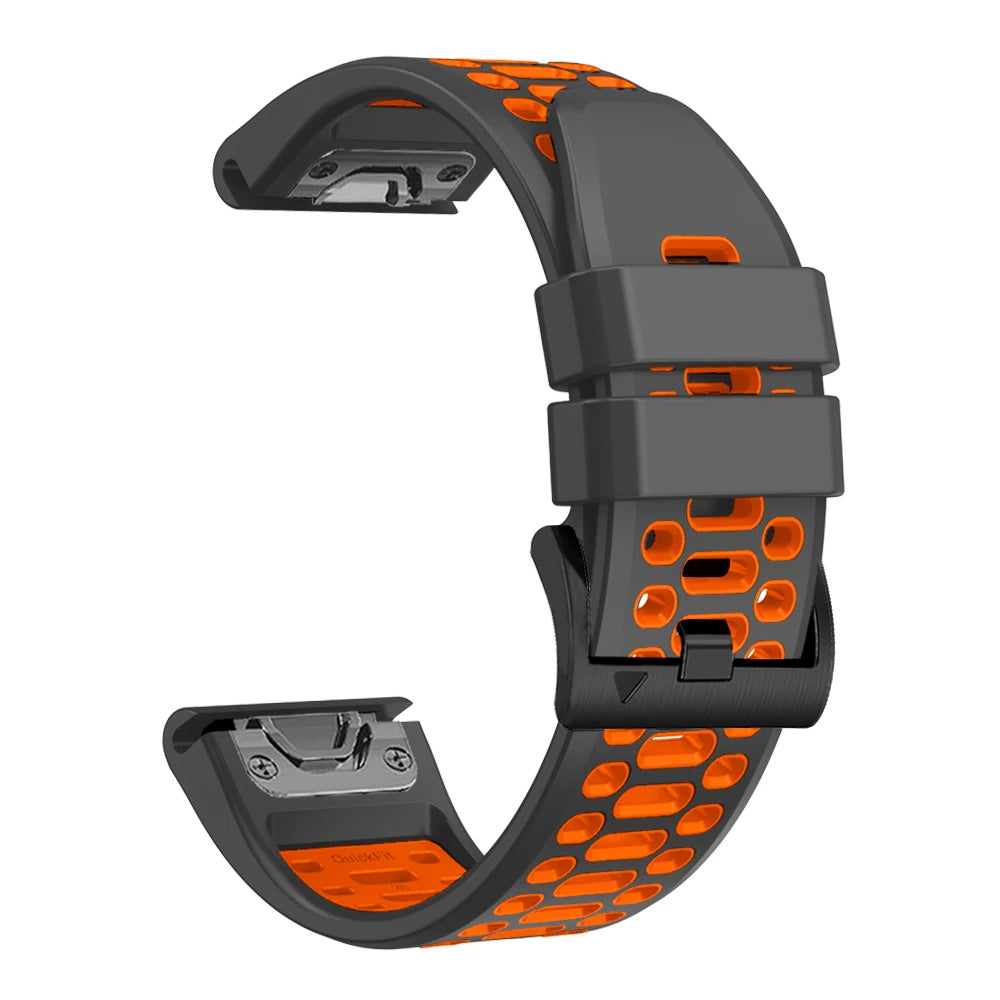 Gray / Orange Garmin QuickFit 22/26mm Breathable Two-Tone Silicone Band