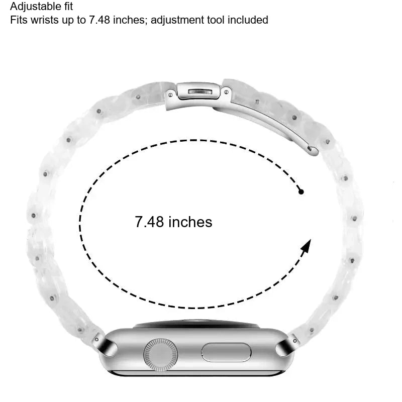Samsung Galaxy Clear Plastic Link Watch Band – For Watch8/Watch8 Classic/Watch9/Ultra/Ultra2 available length wrist 7.48 inches