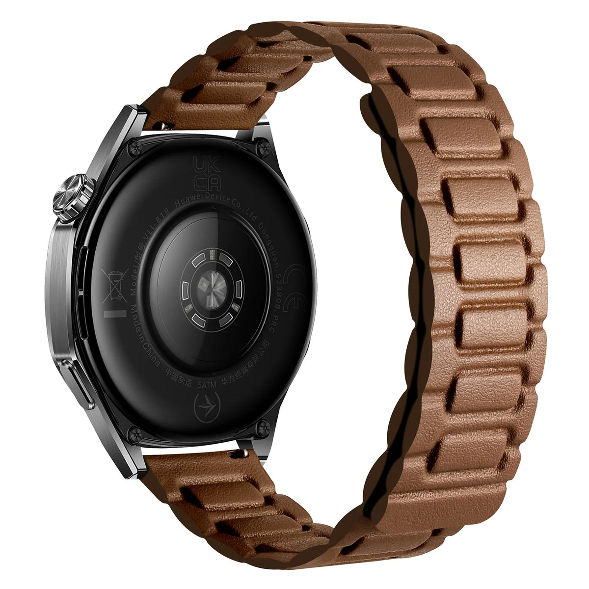 Brown Garmin 18/20/22mm Quick Release Magnetic Leather Link Band