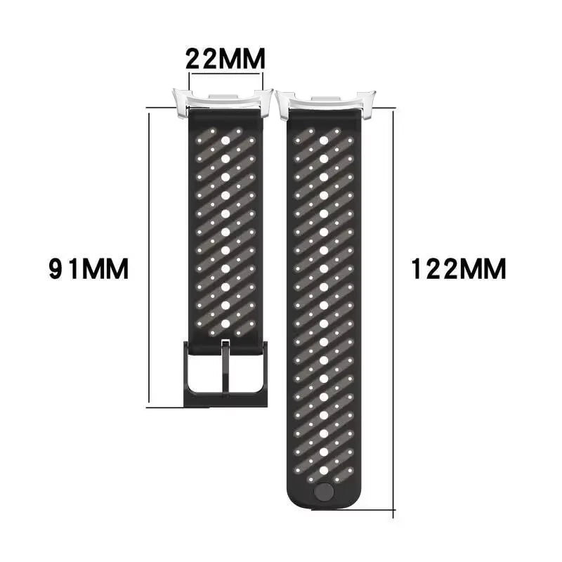 Samsung Galaxy Silicone Sport Watch Band - Watch 8/8 Classic/9 Ultra/Ultra2 Breathable dimensions 22MM width, 91MM and 122MM length.