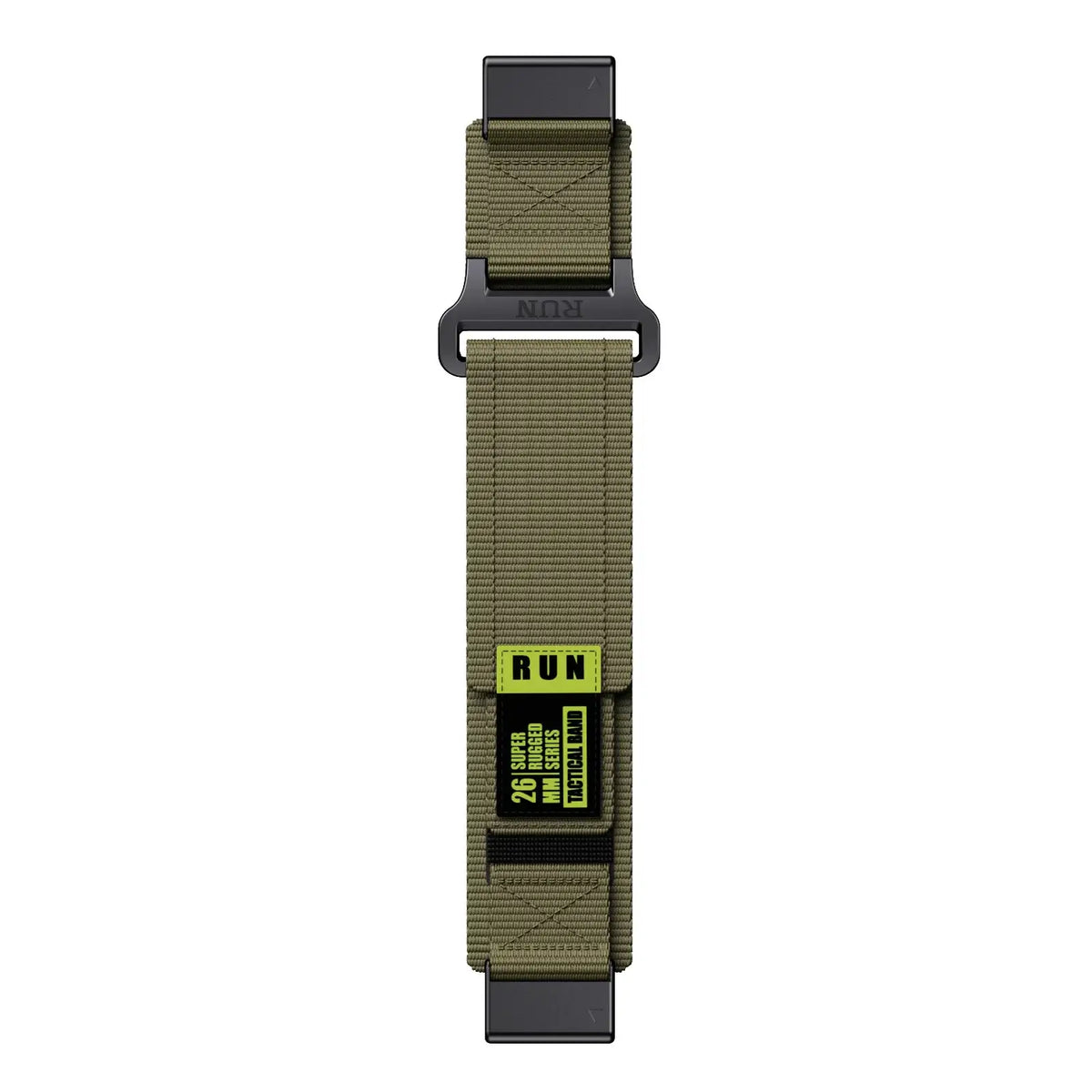 Garmin QuickFit Nylon Sports Loop Band army green strap laid flat