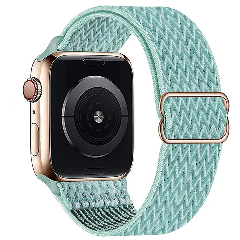 Mint Chevron adjustable stretch nylon Apple Watch band