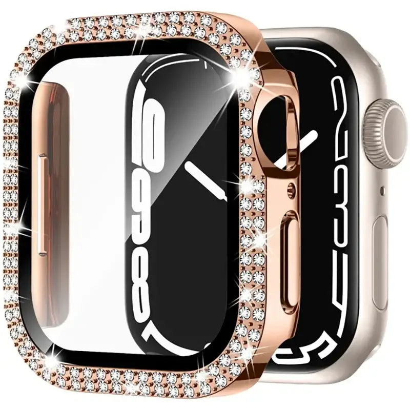 Dazzling protective case for Apple Smart Watch, featuring a stylish diamond-like design for enhanced elegance and durability.