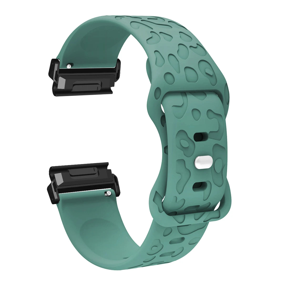 Pine Green Garmin QuickFit 22/26mm Embossed Silicone Band with Tuck Closure