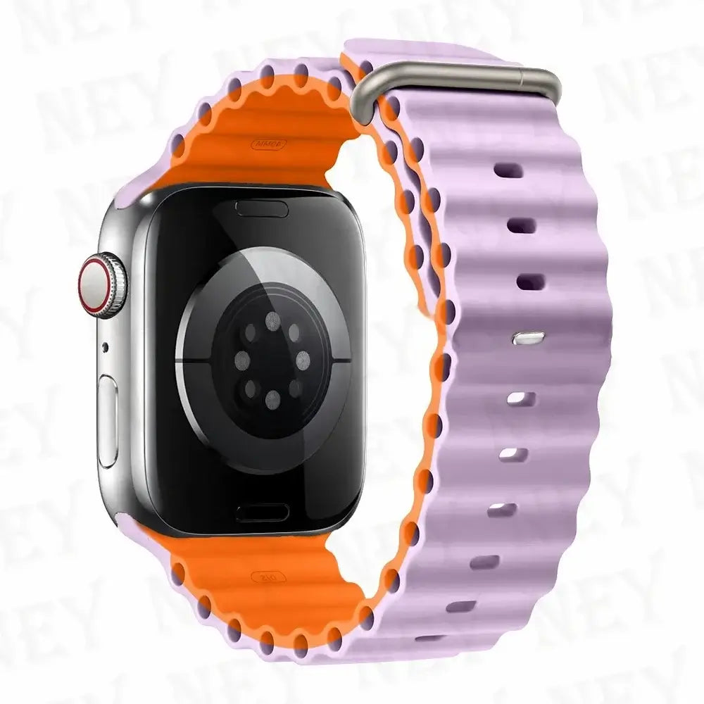 Lavender / Orange tubular silicone Apple Watch band