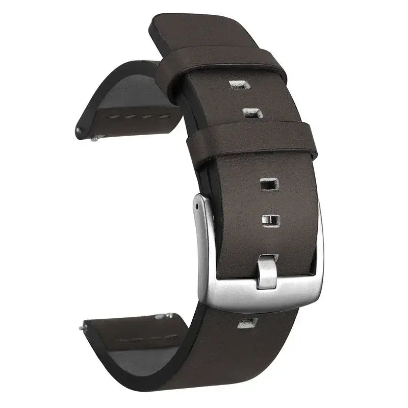 Amazfit Leather Band with Square Adjustment Holes — Gray / Silver Buckle