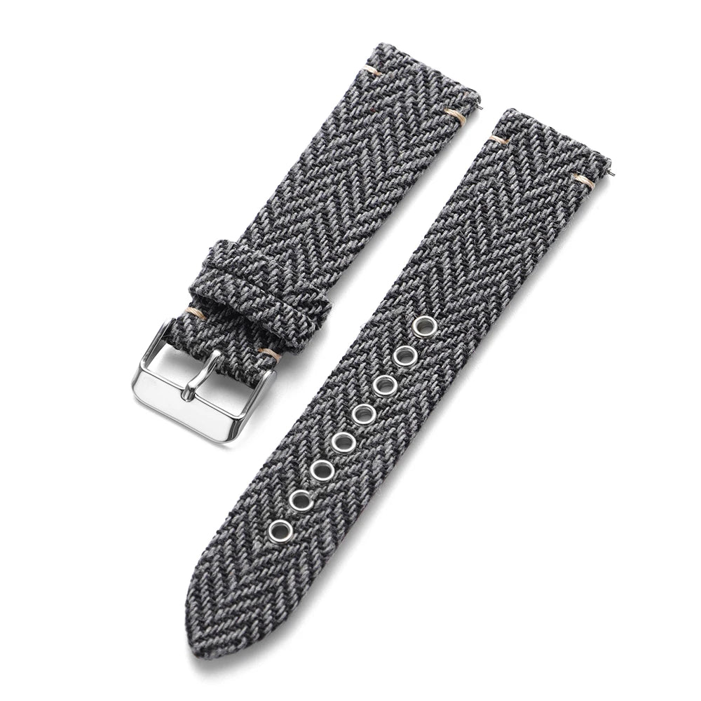 Garmin 18/20/22mm Quick Release Herringbone Woven Band in Black and Gray