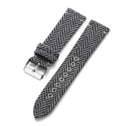 Garmin 18/20/22mm Quick Release Herringbone Woven Band in Black and Gray