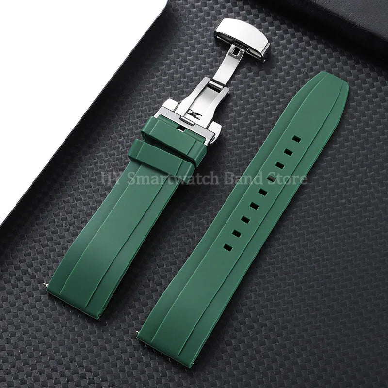 Garmin Silicone Butterfly Clasp Band in Green with Silver Clasp
