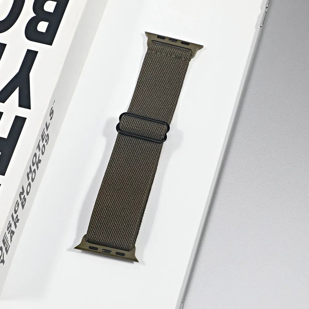 Stretch Nylon Apple Watch Loop - Solid & Patterned in Olive Green