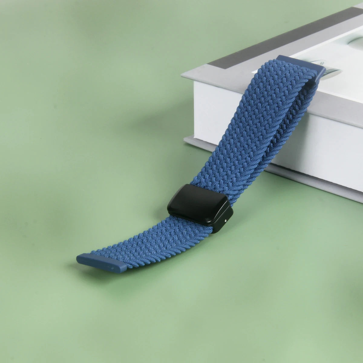 Blue Fitbit Versa 4, 3, 2 and Sense 2 Braided Nylon Band, Magnetic Clasp