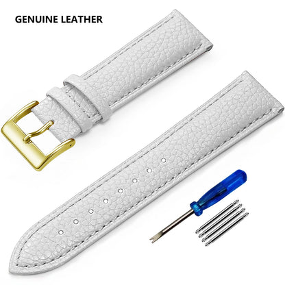 Garmin Grained Leather Band in White with Gold Buckle