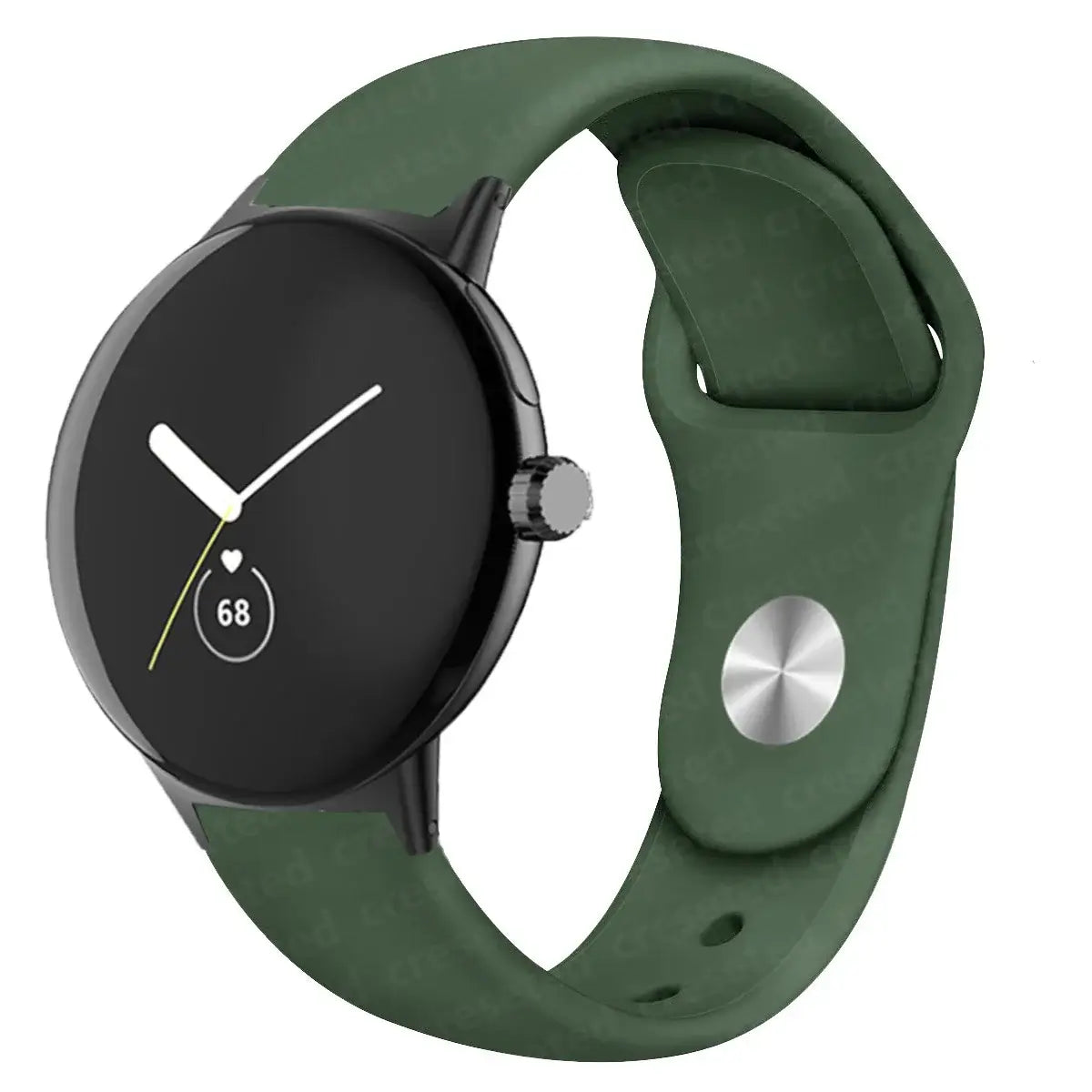 Round Stud Silicone Google Pixel Watch Band in Olive Green