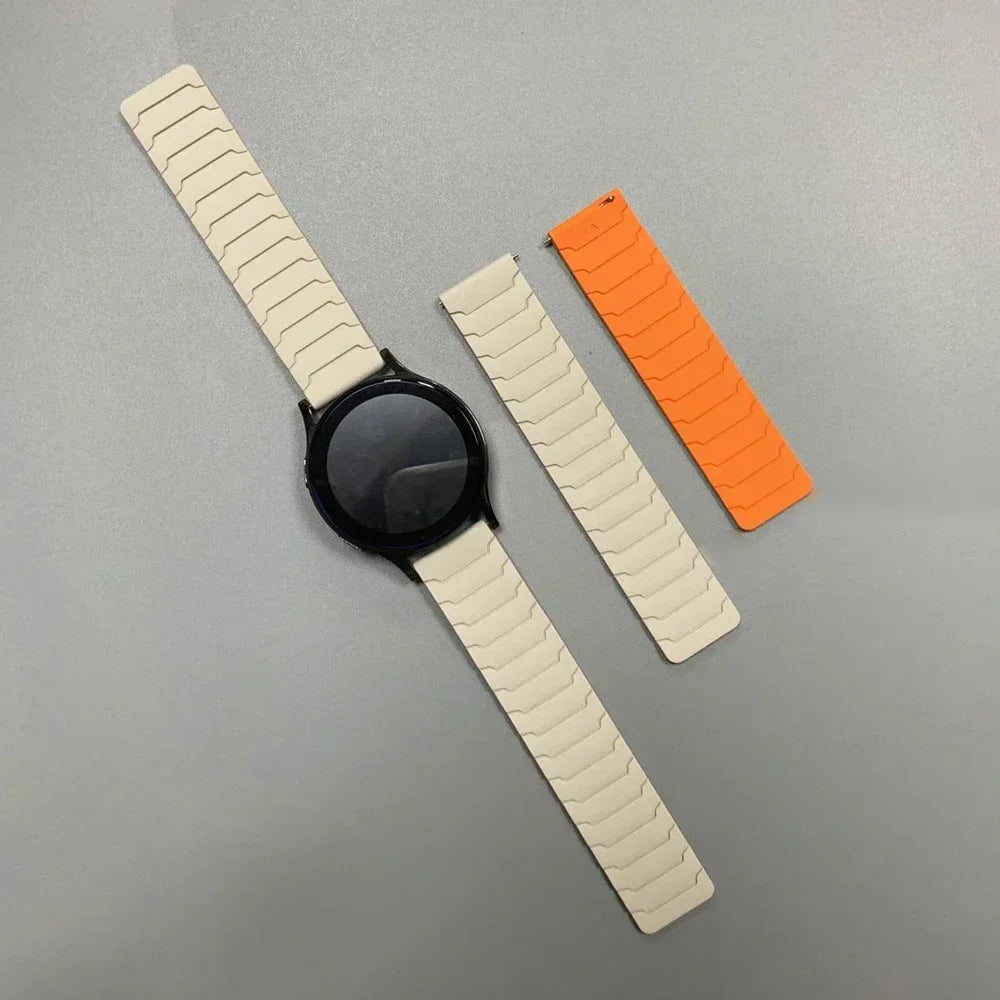 Motorola Moto Segmented Magnetic Silicone Loop Band — Starlight / Orange