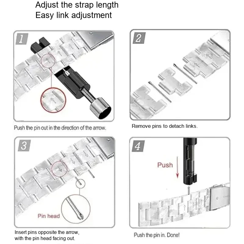 Adjusting the length of Samsung Galaxy Resin Link Watch Band - Tortoise Women Watch8/Watch8 Classic/Watch9 Ultra/Ultra2