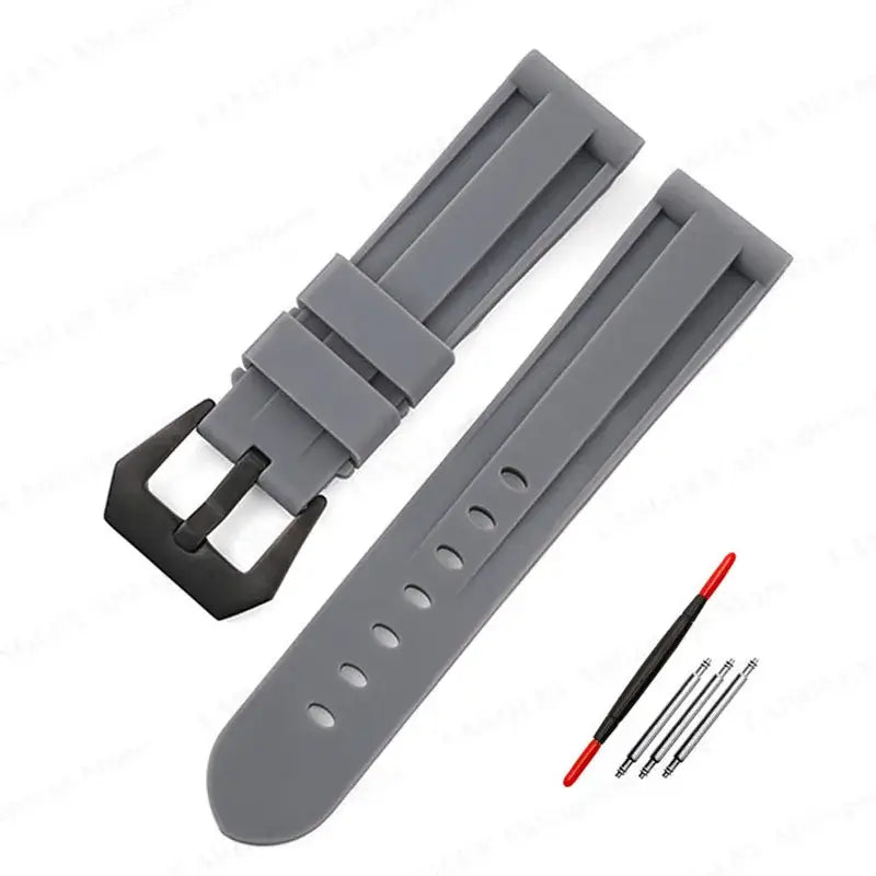 Recessed-Panel Silicone Band in Gray / Black Buckle for compatible Huawei watches