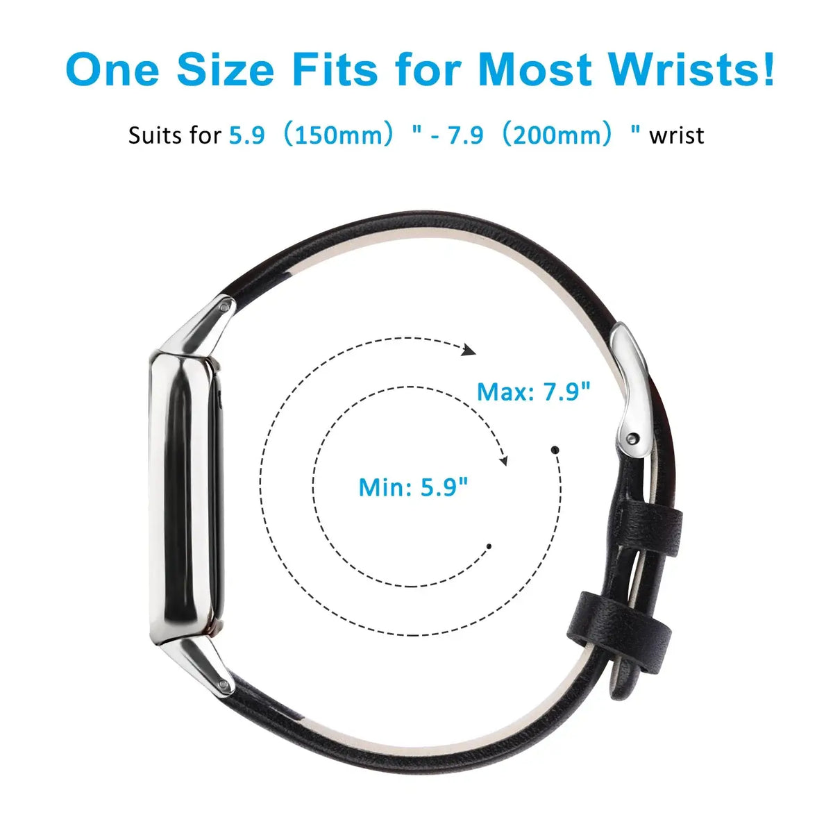 Fitbit Luxe Leather Band with Floral & Glitter Options - Wrist sizing diagram